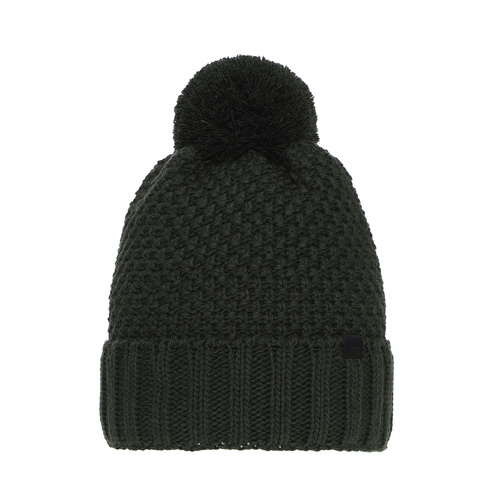 Wintermütze Jungen mit Bommel Khaki Polins 