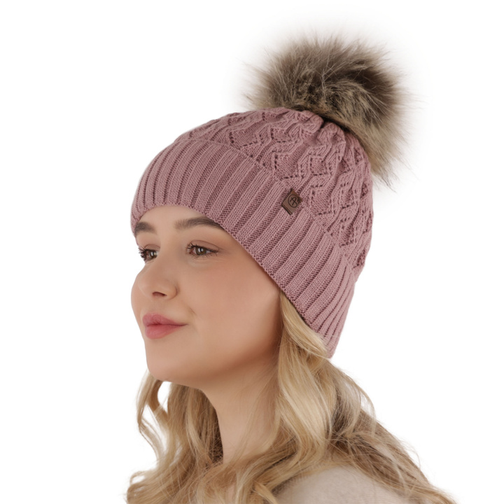 Wintermütze Damen mit Bommel Schwarz Katty