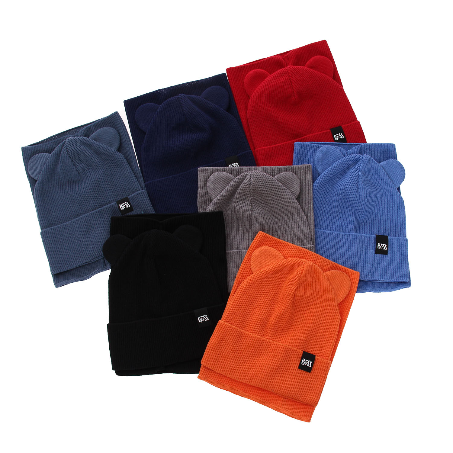 Herbst und Frühlingsset Jungen: Mütze und Schlauchschal, mit Baumwolle, Navy Blau Grajan