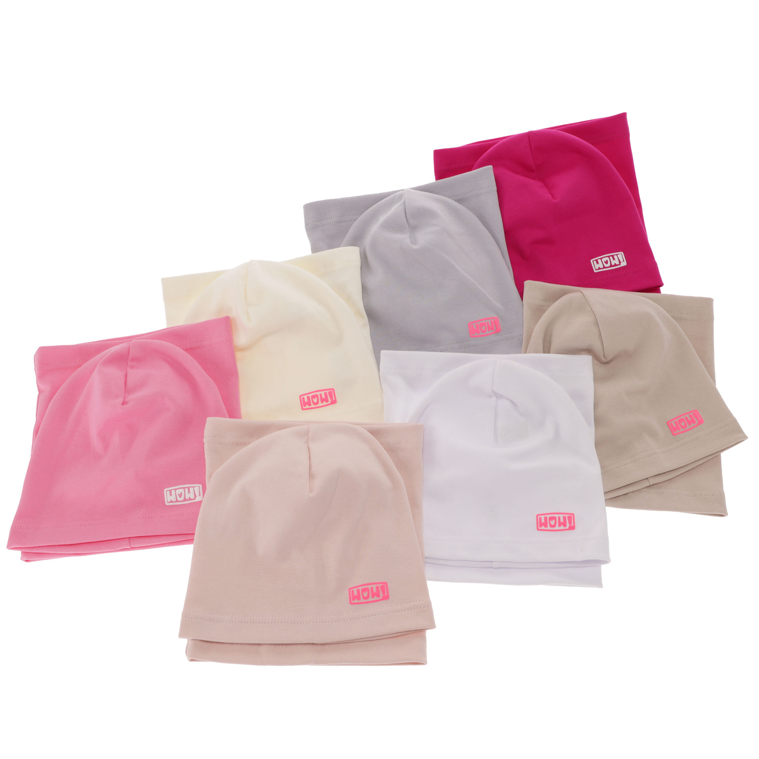 Herbst und Frühlingsset Mädchen baumwolle: Mütze und Schlauchschal Rosa Friza