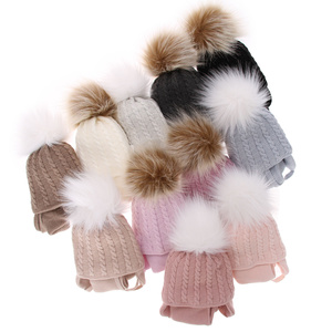 Winterset Mädchen: Mütze und Schlauchschal mit Bommel Rosa Klementin