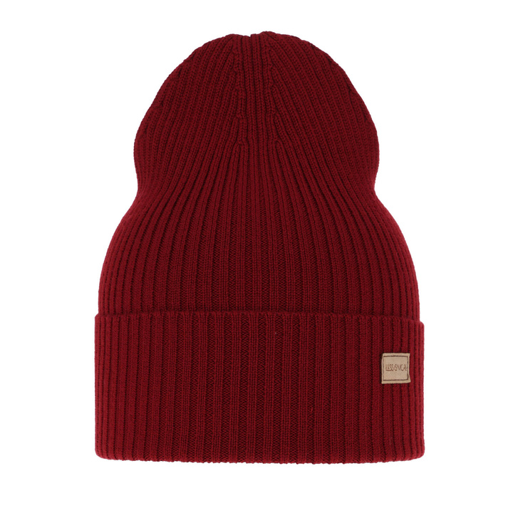 Damenmütze Frühling- Winter Burgunder 100% extrafeine Merinowolle Sophie
