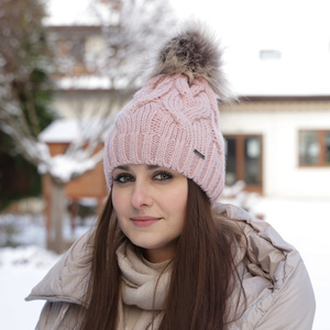 Wintermütze Damen mit Bommel Rosa Terri