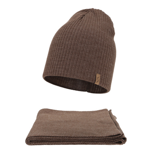 Winterset Damen: Mütze und Schal, Winter, braun, Fena