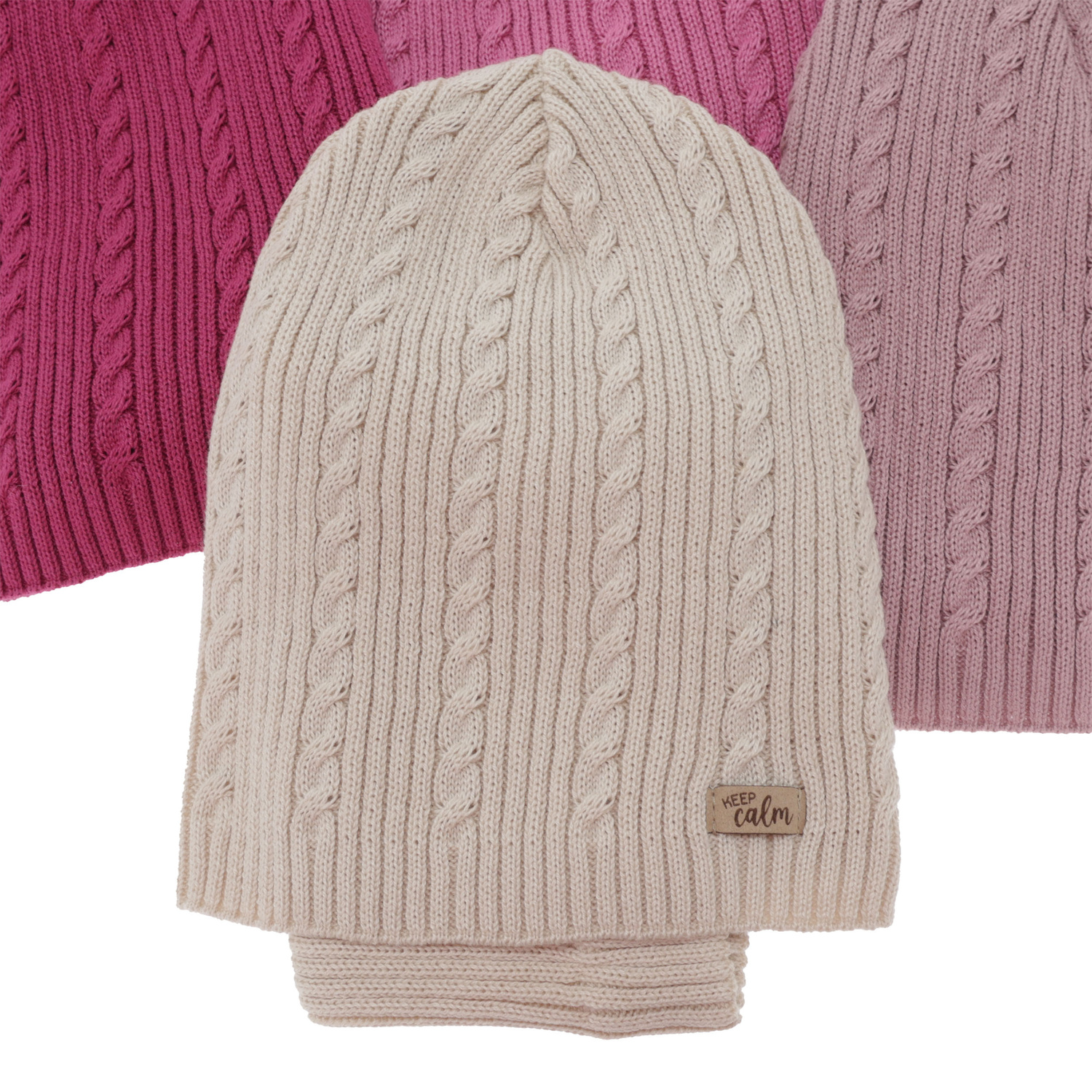 Herbst und Frühlingsset Mädchen: Mütze und Schlauchschal, rosa, mit Baumwolle, Ordesa