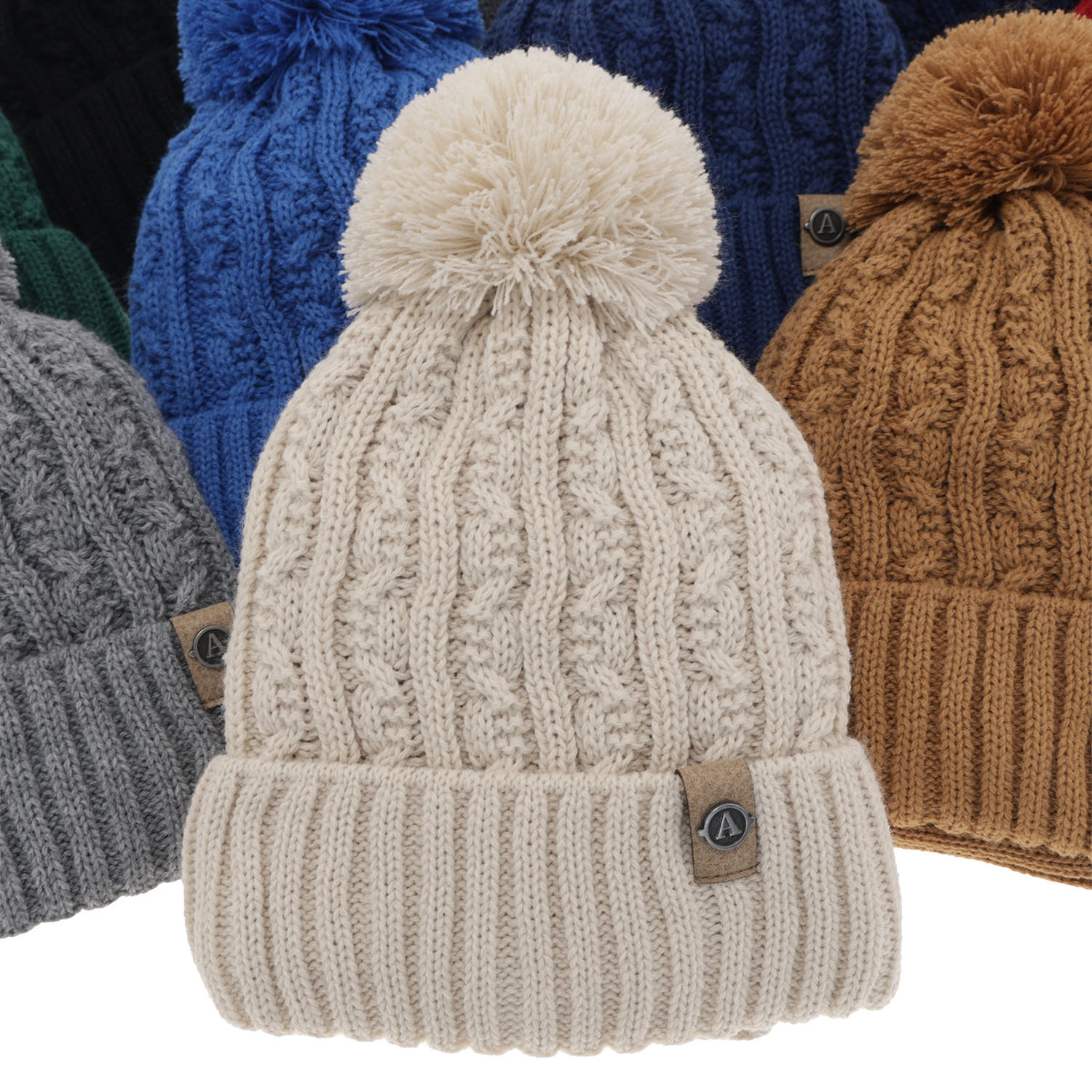 Winterset für Jungen: Mütze und Schlauchschal mit Bommel in Orange Almond