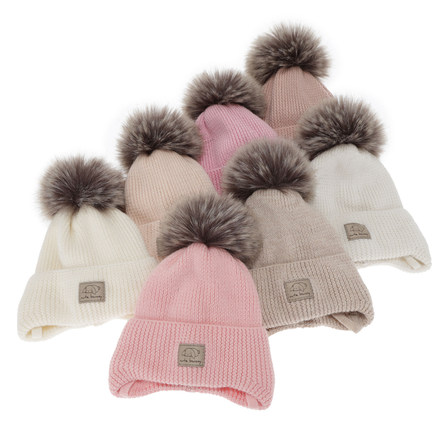 Wintermütze für Mädchen, cremeweiß, mit Bändern, 100% Merinowolle, Jena