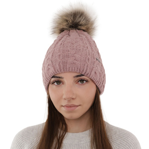 Wintermütze Damen mit Bommel Rosa Omega