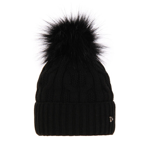 Wintermütze Damen mit Bommel Schwarz Laona