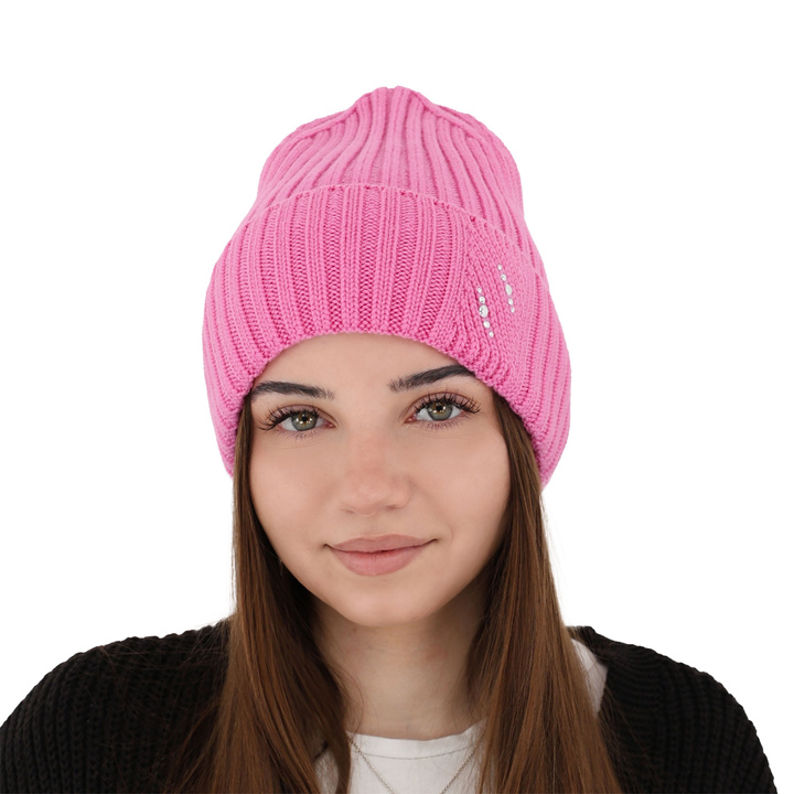 Wintermütze Damen 100% extrafeine Merinowolle Grau Ariga