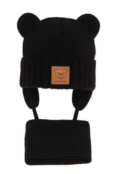 Winterset Jungen: Mütze und Schal Schwarz Petit