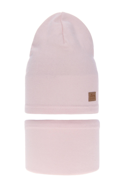 Herbst und Frühlingsset Mädchen: Mütze und Schlauchschal Rosa Selfie