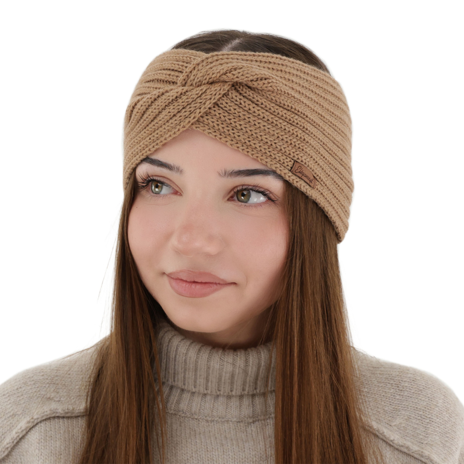 Stirnband Damen, Winter, camel, 100% Merinowolle, Veka