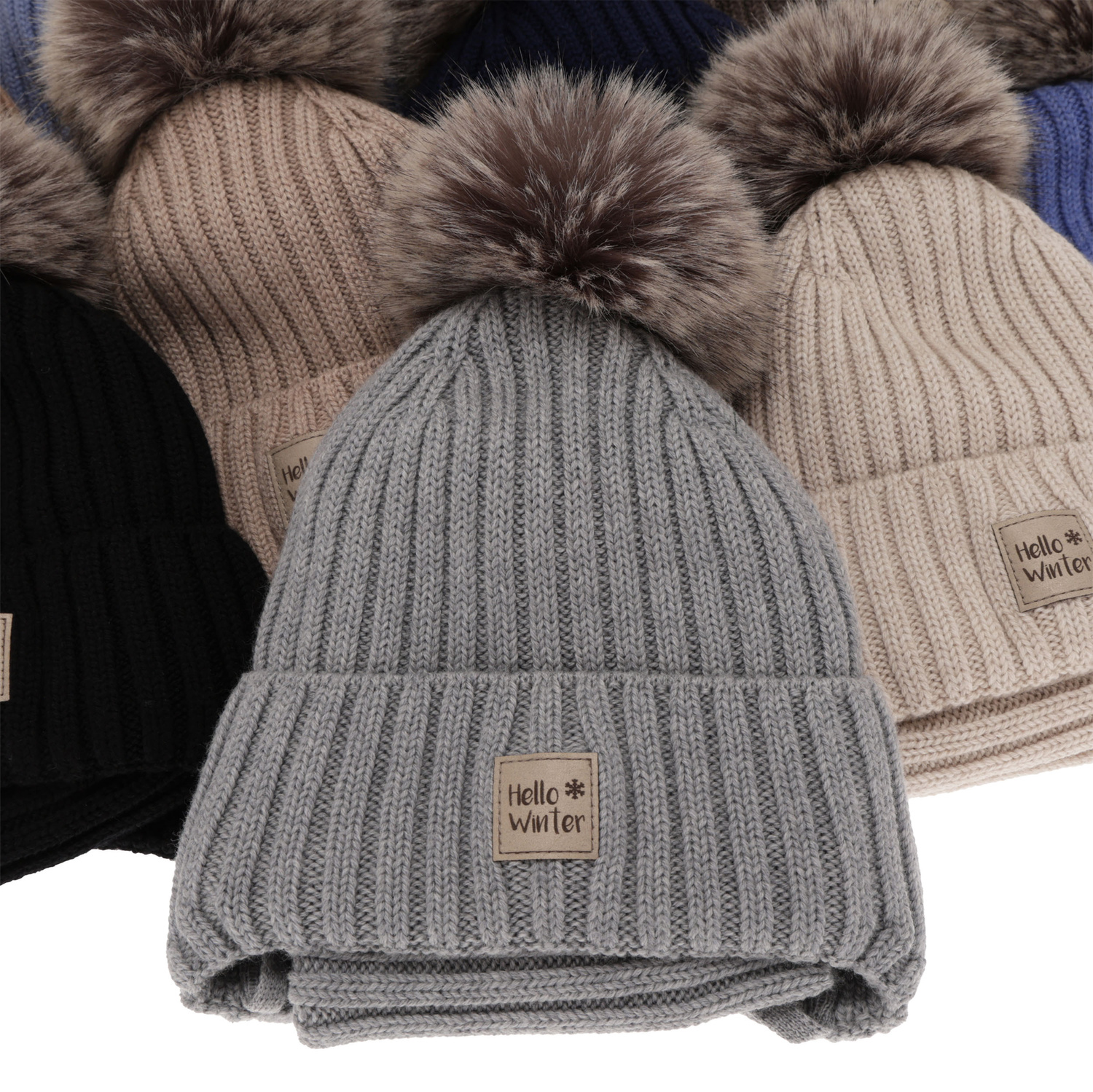 Winterset für Jungen: Mütze und Schlauchschal aus 100% extrafeiner Merinowolle, gefüttert mit Wollfleece in Beige Morti