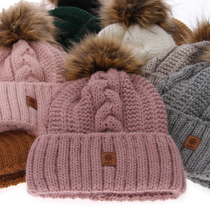 Wintermütze Damen mit Bommel Braun Euforia