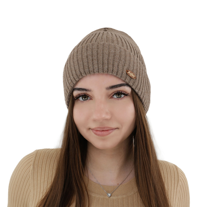 Wintermütze Damen, braun, mit Merinowolle Shila
