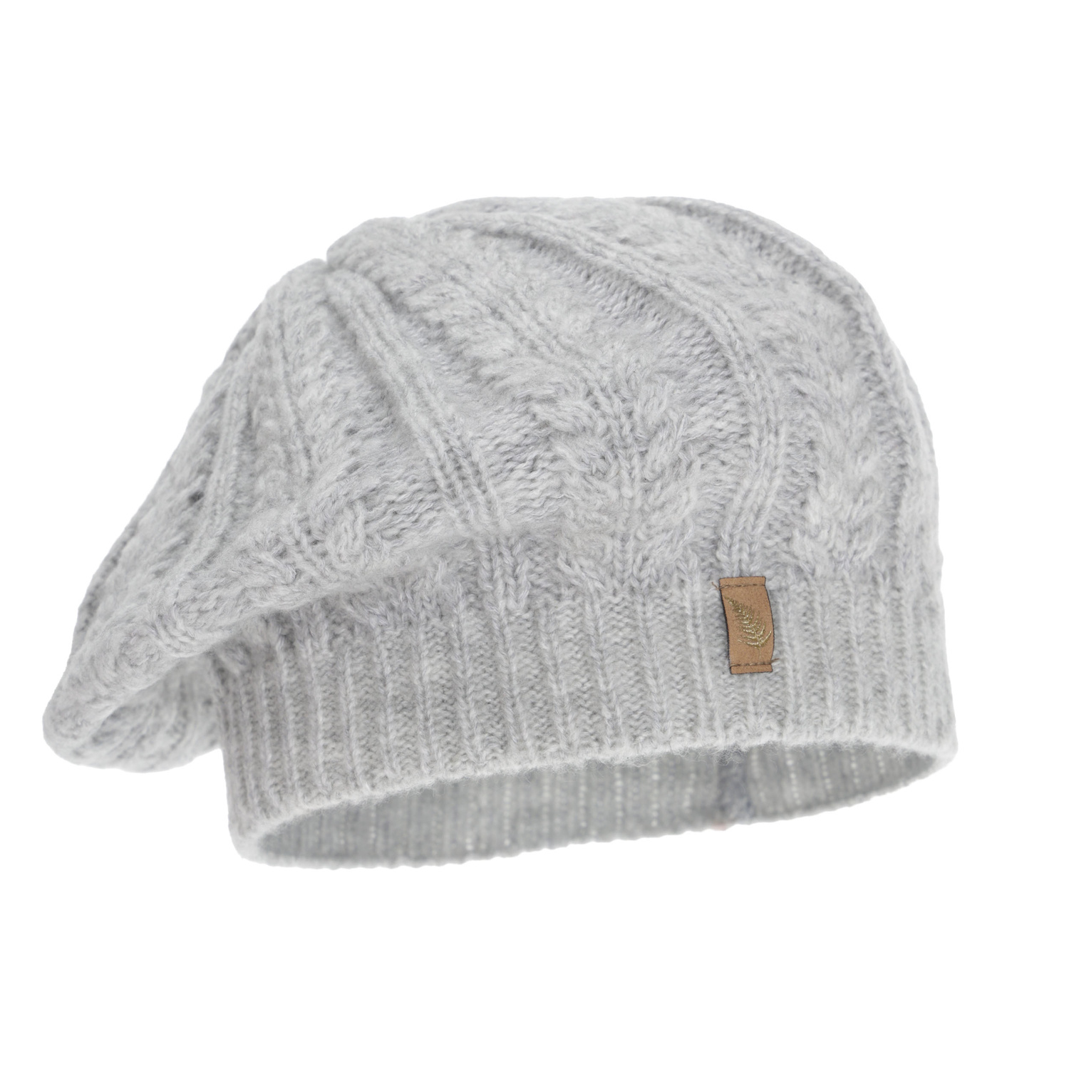 Beret Damen Winter, grau, mit Merinowolle, Senja