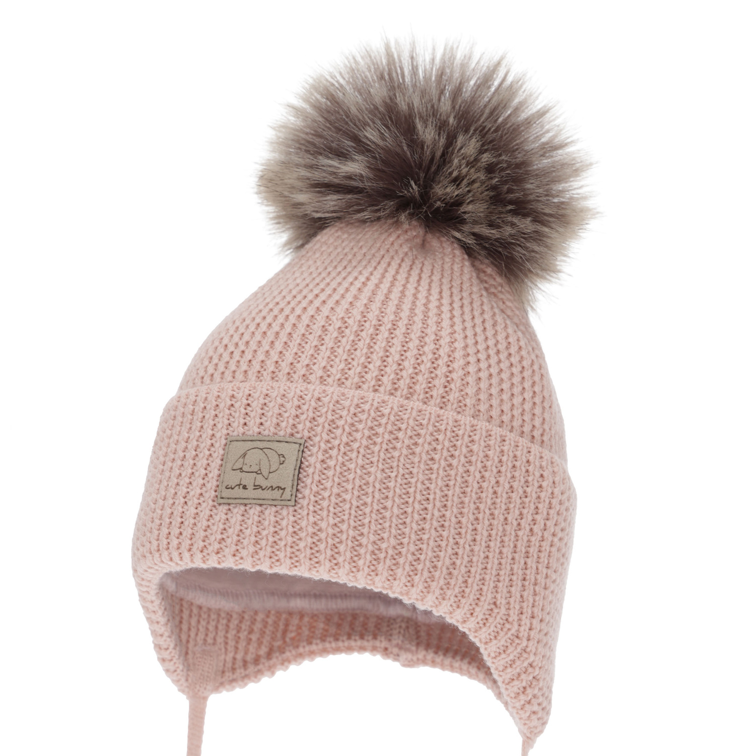 Wintermütze für Mädchen, cremeweiß, mit Bändern, 100% Merinowolle, Jena