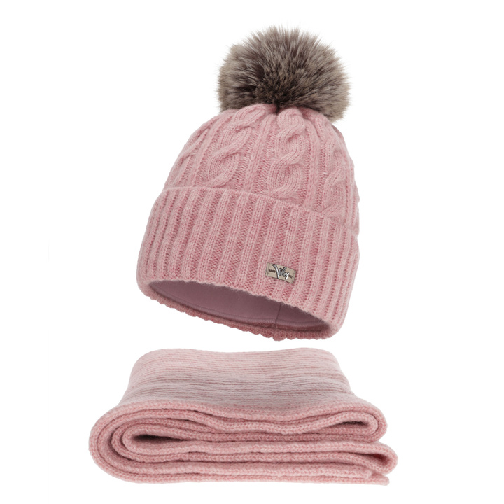 Winterset Damen: Mütze und Schal, Winter, rosa, Lunetta