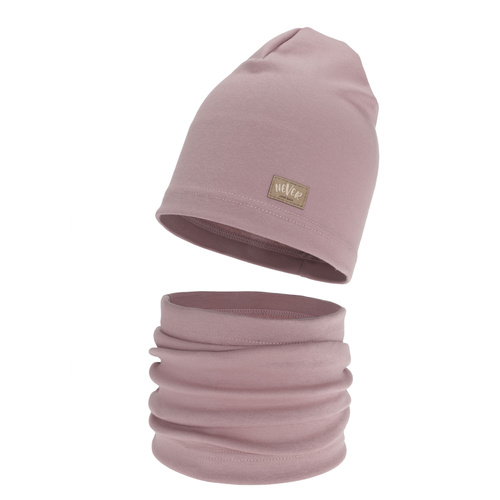 Herbst und Frühlingsset Mädchen: Mütze und Schlauchschal, rosa, Baumwolle, Torila