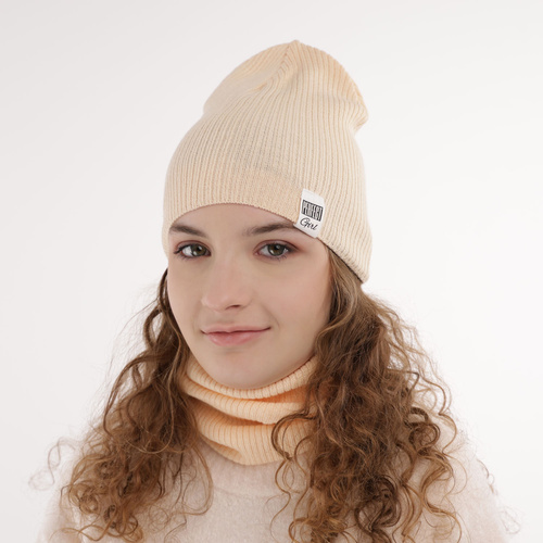 Herbst und Frühlingsset Mädchen: Mütze und Schlauchschal, mit Baumwolle, Orange Farinka