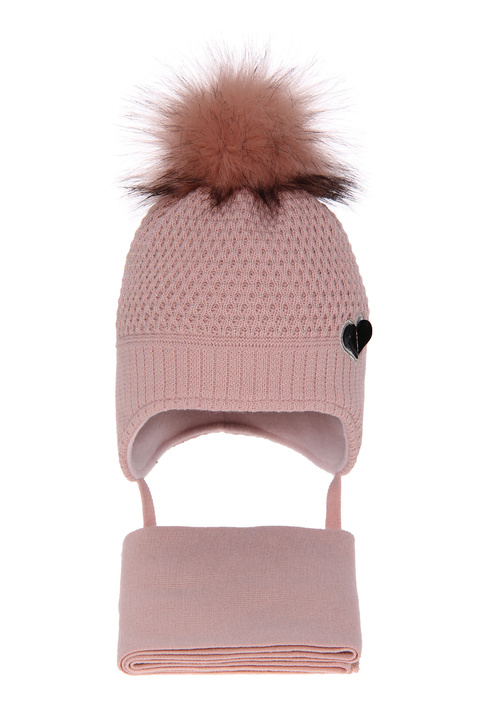 Winterset Mädchen: Mütze und Schal mit Bommel Rosa Opera