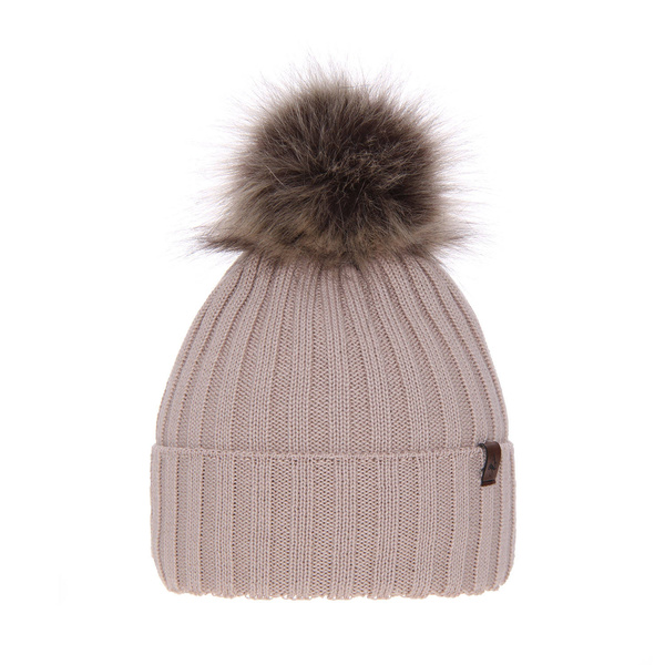 Wintermütze Damen aus Merinowolle in Beige Texa