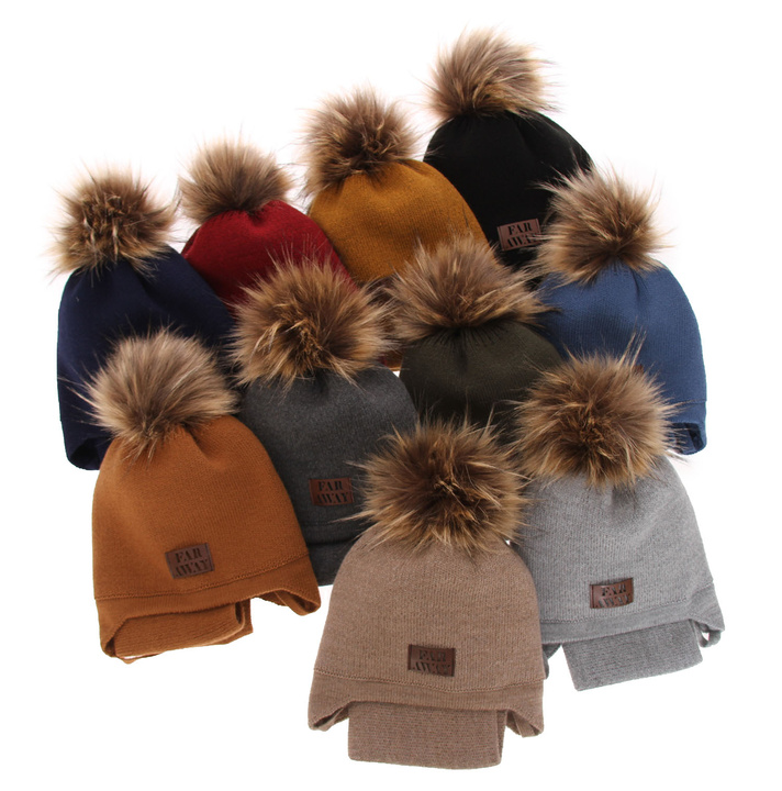 Winterset Jungen: Mütze und Schlauchschal mit Bommel Burgunder Druid