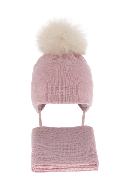 Winterset Mädchen: Mütze und Schal Merinowolle Rosa Rosalina