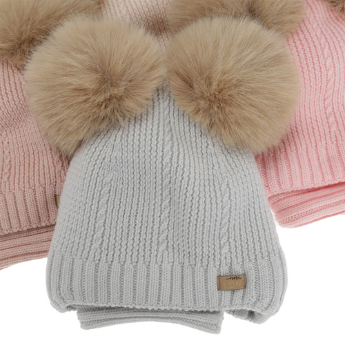 Mädchen Mütze und Schal, Winter Set, schwarz, 100% Merinowolle, gefüttert mit Wollfleece, Lumia