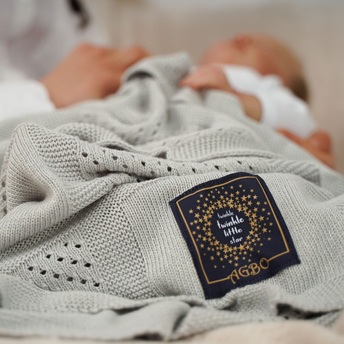 Baby und Kinder Decke aus 50% Bambus-Fasern, 50% Bamwolle Grau Domino