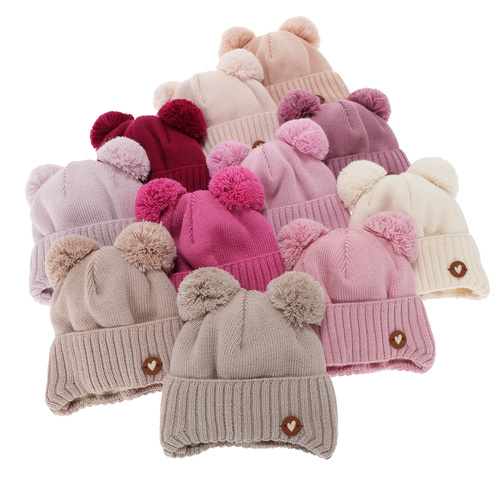 Wintermütze für Mädchen, rosa, mit Merinowolle, Mesyna