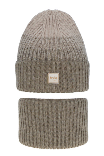Winterset Mädchen: Mütze und Schlauchschal Beige Tasha
