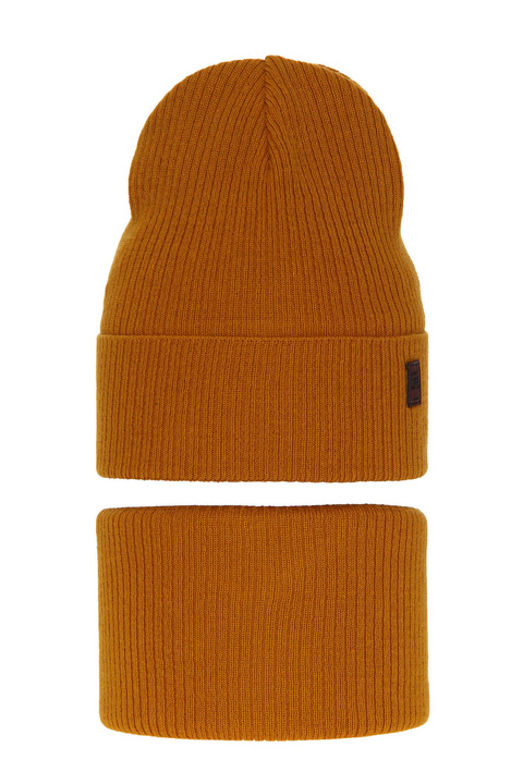 Herbst und Frühlingsset Jungen: Mütze und Schlauchschal, mit Baumwolle, Honig Dragon