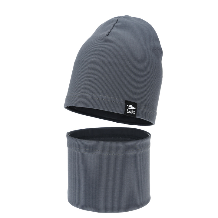 Herbst und Frühlingsset Jungen: Mütze und Schlauchschal Grau Rumel