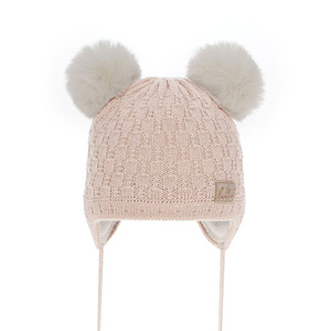 Wintermütze für Mädchen mit Bommel Beige Emila