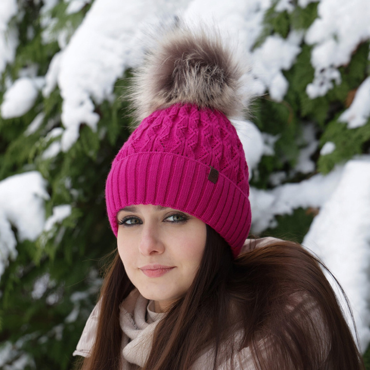 Wintermütze Damen mit Bommel Beige Katty