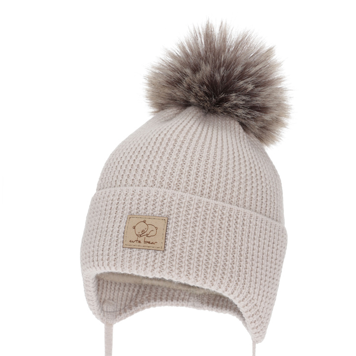 Wintermütze Jungen, camel, wiązana, 100% Merinowolle, Jergen