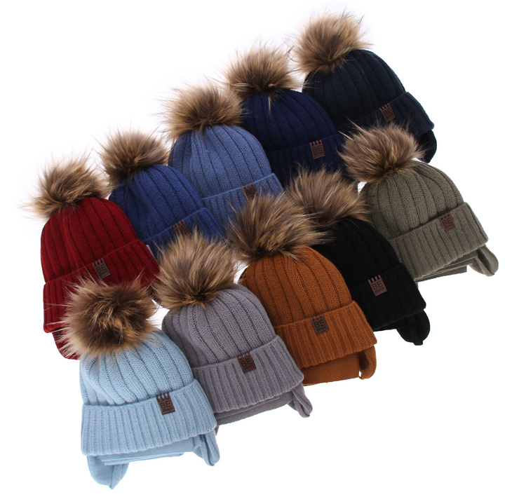 Winterset Jungen: Mütze und Schal mit Bommel Light blue Wiko