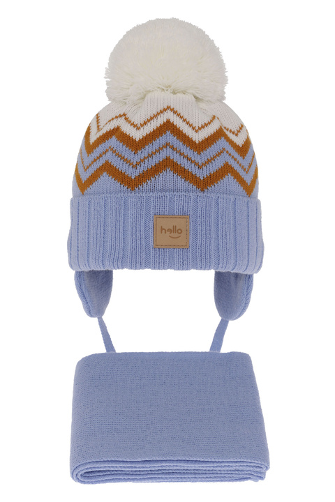 Winterset Jungen: Mütze und Schal mit Bommel Blau Marcus
