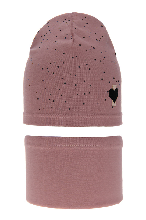 Herbst und Frühlingsset Mädchen baumwolle: Mütze und Schlauchschal Rosa Tori