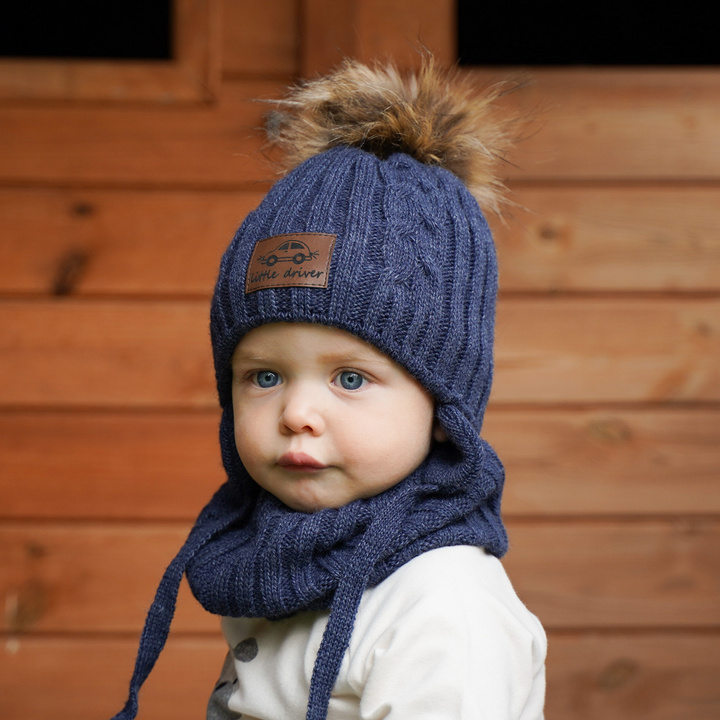 Winterset Jungen: Mütze und Schlauchschal Blau Kapi