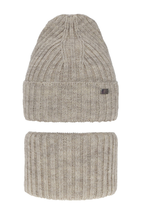 Winterset Mädchen: Mütze und Schlauchschal Cremefarben Valentine