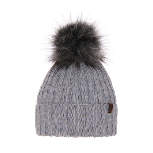 Wintermütze Damen aus Merinowolle in Grau Texa