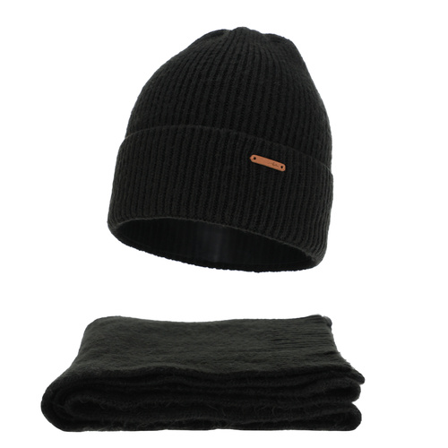 Winterset Damen: Mütze und Schal, Winter, beige, mit Merinowolle, Seala