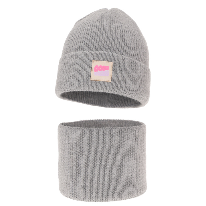 Winterset für Mädchen: Mütze und Schlauchschal in Grau Josephin