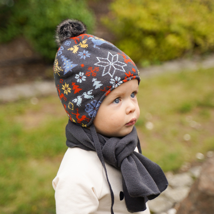Winterset Jungen: Mütze und Schal Grau Remek