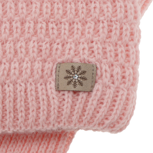 Winterset Mädchen: Mütze und Schlauchschal mit Bommel Rosa Germina