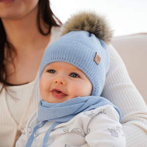 Winterset für Jungen: Mütze und Schal aus Merinowolle in Braun Rafael