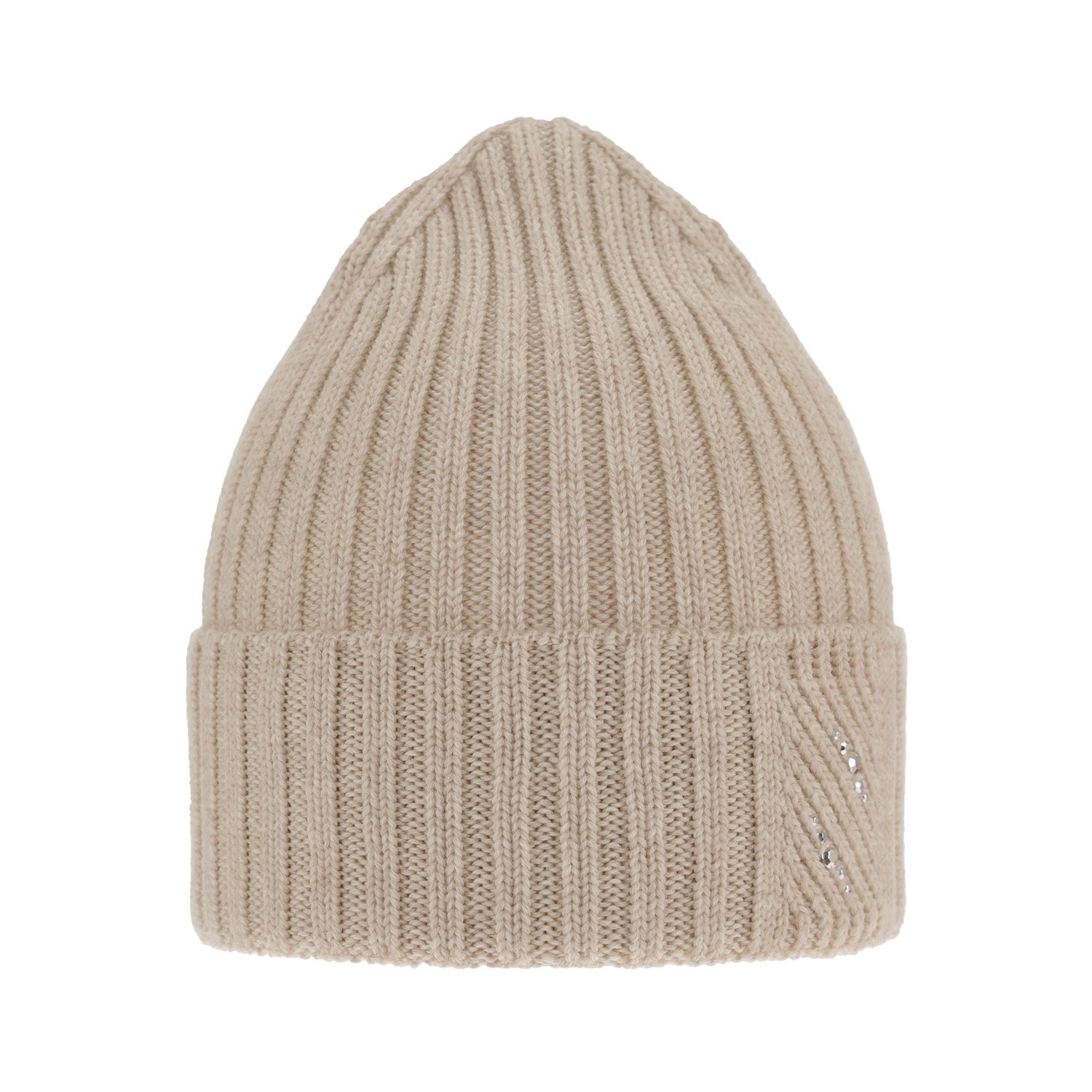 Wintermütze Damen 100% extrafeine Merinowolle Beige Ariga